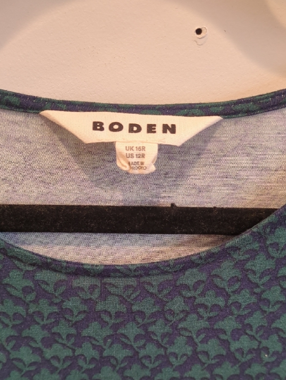 Boden Navy and Teal Long-Sleeve Midi Jersey Dress US Size 12 Classic Preppy Boho